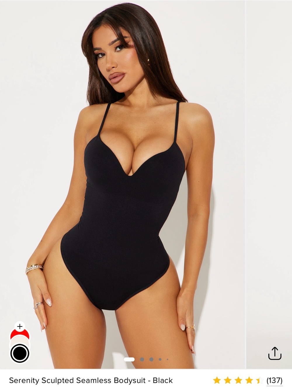 Fashion Nova Black Sculpting Seamless Bodysuit